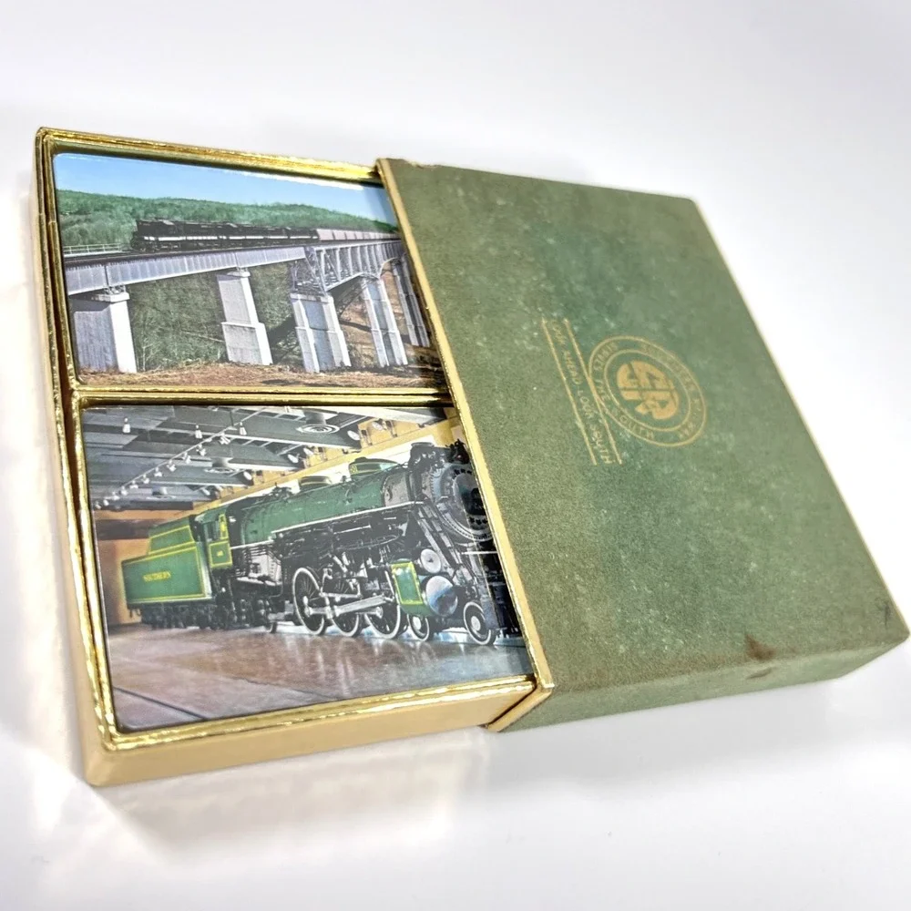 Southern Railway Double Deck Playing Cards c1960 Velour Slide Box Sealed Decks